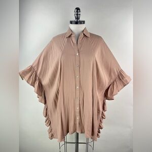💚 3070. Oversized Flowy Button Front Tunic Top